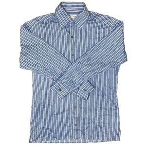 ✅SOLD - Ermenegildo Zegna Long Sleeve Button Up Dress Shirt Striped Blue White M